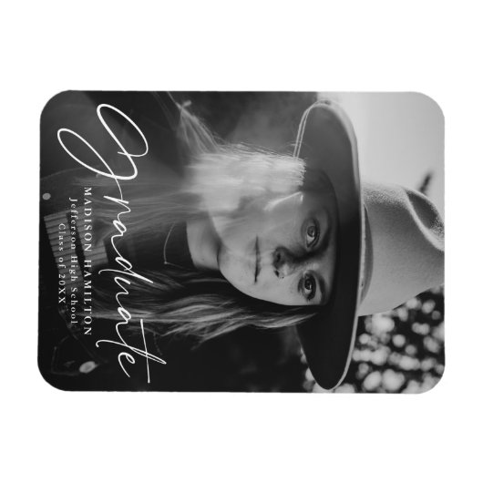 卒業発表スタイリッシュの写真のスクリプト マグネット (横)