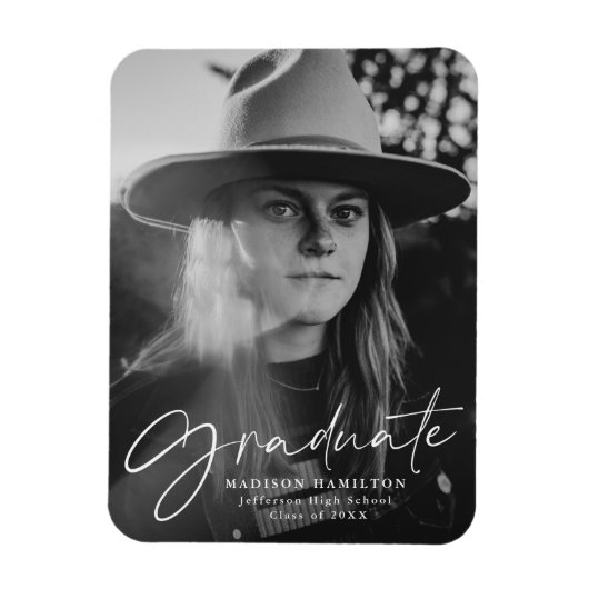 卒業発表スタイリッシュの写真のスクリプト マグネット (縦)