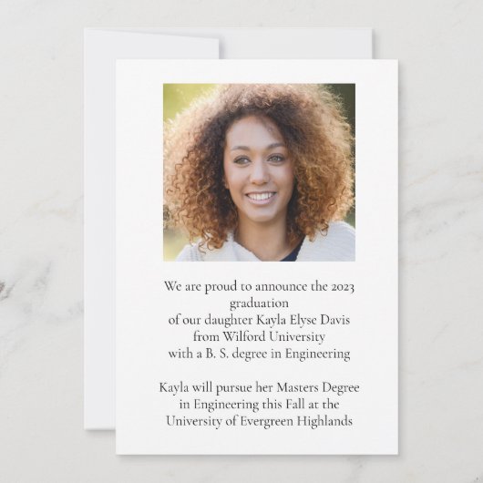 卒業発表トレンディー ガーリーエレガント 案内状 (裏面)