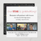 卒業発表ハリウッドのスターレッド 招待状 (正面/裏面)