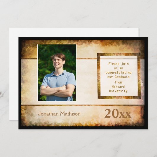 卒業発表パーチメント写真招待状 招待状 (正面/裏面)