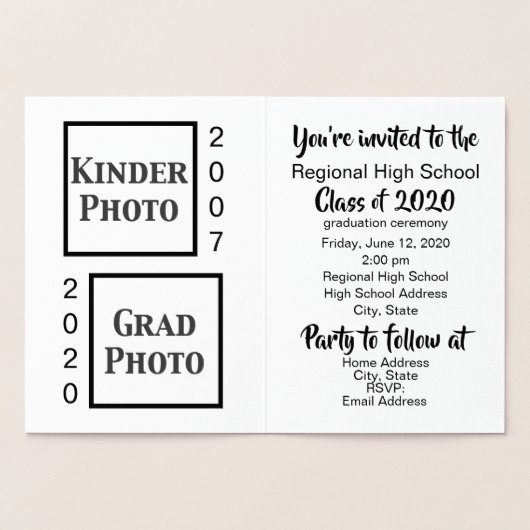 卒業発表パーティー写真 箔カード (内部)