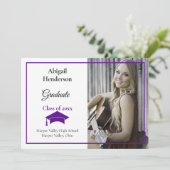 卒業発表パープルキャップと写真 招待状 (スタンド正面)