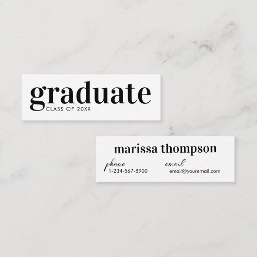 卒業発表ビジネスカード スキニー名刺 (正面/裏面)