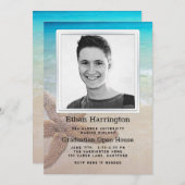 卒業発表ビーチをテーマ 招待状 (正面/裏面)