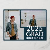 卒業発表フォイル実在ヘッドライン 箔招待状 (正面)