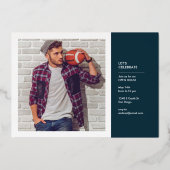 卒業発表フォイル実在ヘッドライン 箔招待状 (裏面)