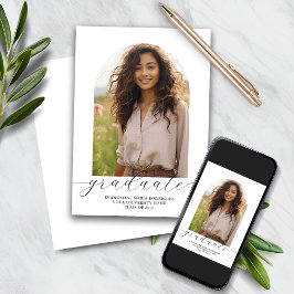 卒業発表フォトアーチ – 白 招待状