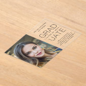 卒業発表フォトミニマルモダンリスト アクリル招待状 (レイダウン)