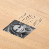 卒業発表フォトミニマルモダンリスト アクリル招待状 (レイダウン)