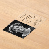 卒業発表フォトミニマルモダンリスト アクリル招待状 (レイダウン)