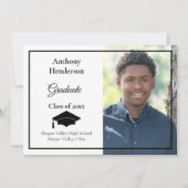 卒業発表ブラックキャップと写真 招待状 (正面)
