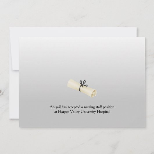 卒業発表ホワイトキャップと写真 招待状 (裏面)