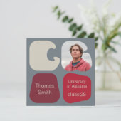 卒業発表モダンの写真と図形 招待状 (スタンド正面)