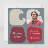 卒業発表モダンの写真と図形 招待状 (正面)