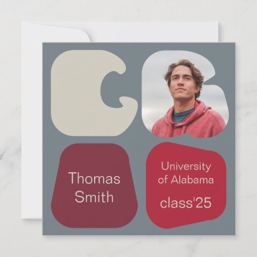 卒業発表モダンの写真と図形 招待状 (正面)