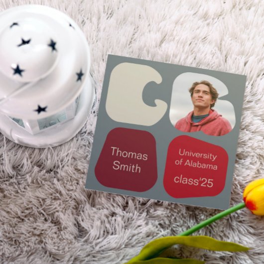 卒業発表モダンの写真と図形 招待状