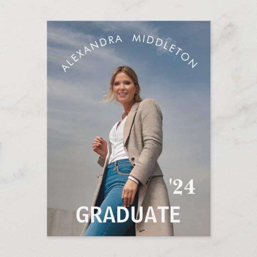 卒業発表モダン卒業写真 ポストカード (正面)