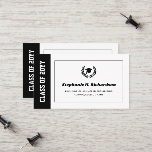 卒業発表モダン名カード挿入 コーリングカード (正面/裏面インサイチュ)