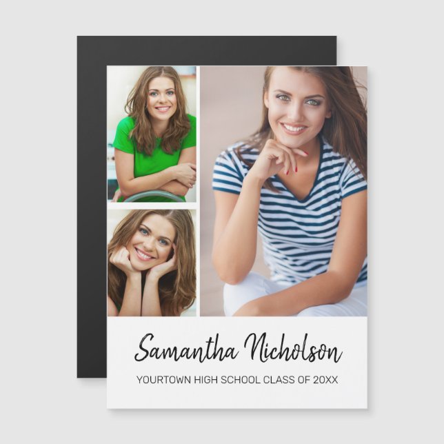 卒業発表モダン白3枚 (正面/裏面)