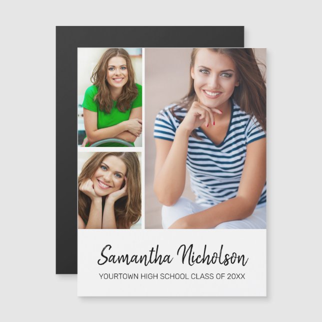 卒業発表モダン白3枚 (正面/裏面)