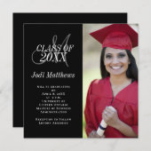 卒業発表モノグラム写真グラードパーティー 招待状 (正面/裏面)