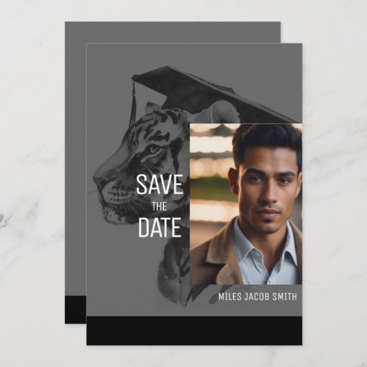 卒業発表ユニーク招待状カード 案内状 (正面/裏面)