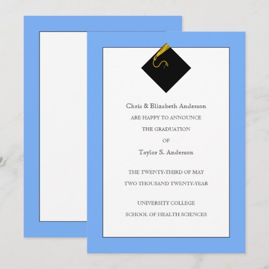 卒業発表ライトブルー 招待状 (正面/裏面)