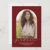 卒業発表写真アーチ - ワインレッド 招待状 (正面)