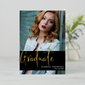 卒業発表写真スクリプモダントシンプル 箔シーズンカード (立ち正面)