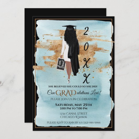 卒業発表招待状ホワイトドレス 招待状 (正面/裏面)