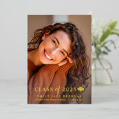 卒業発表招待状卒業フォトカード 箔招待状 (立ち正面)