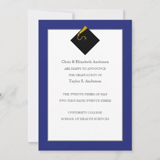 卒業発表王室の青 招待状 (正面)