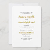 卒業発表金ゴールドフェイクリーフ3写真 招待状 (裏面)