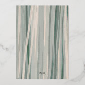 卒業発表1枚の写真セージ緑のベージュ 箔招待状 (裏面)