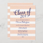 卒業発表 – ピンクと金ゴールドグリッター 招待状 (正面/裏面)