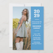 卒業発表(モダン青) 招待状 (正面)