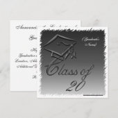 卒業発表、招待状ブラック・シルバー 招待状 (正面/裏面)