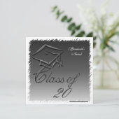 卒業発表、招待状ブラック・シルバー 招待状 (スタンド正面)