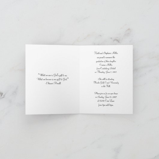 卒業発表 招待状 (内部)