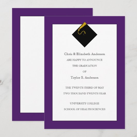 卒業発表(紫) 招待状 (正面/裏面)