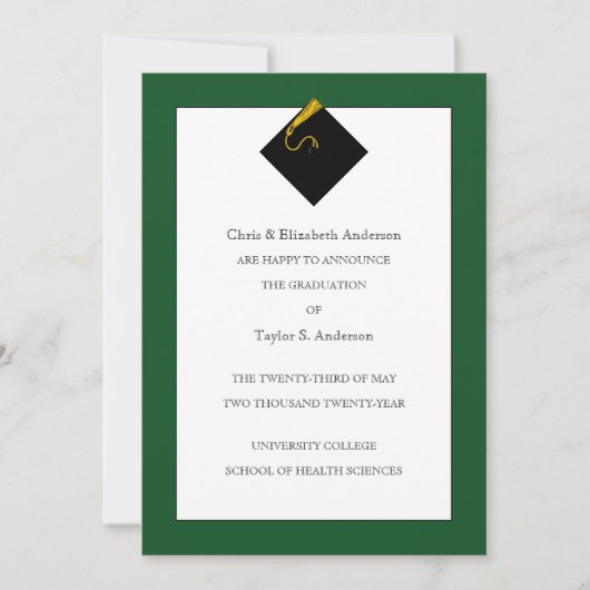 卒業発表（緑） 招待状 (正面)