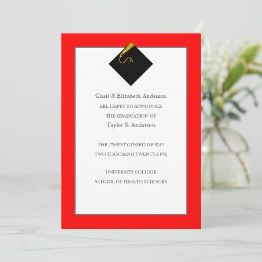 卒業発表（赤） 招待状 (スタンド正面)