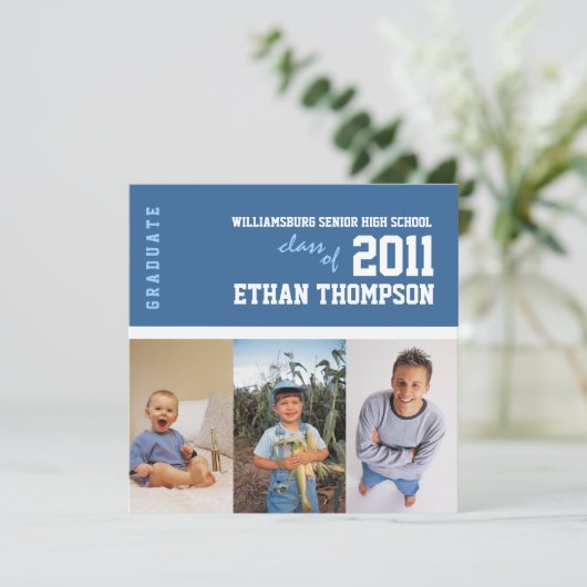 卒業発表（青色3枚） 招待状 (スタンド正面)