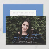 卒業発表（青） 招待状 (正面/裏面)