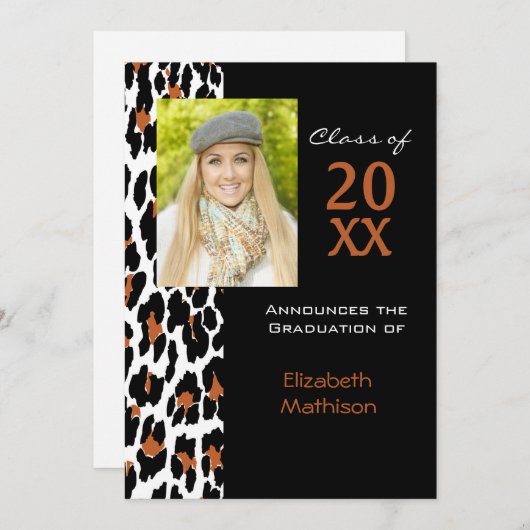 卒業発表Leopardフォト招待状 招待状 (正面/裏面)