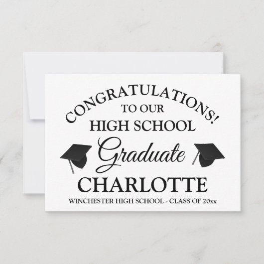 卒業白黒おめでとうカスタム カード (正面)