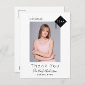 卒業白黒モダン写真感謝していユー ポストカード (正面/裏面)