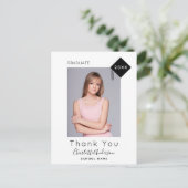 卒業白黒モダン写真感謝していユー ポストカード (スタンド正面)