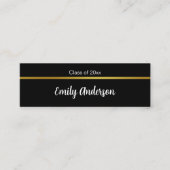 卒業白黒及び金ゴールド大学院名カード スキニー名刺 (正面)